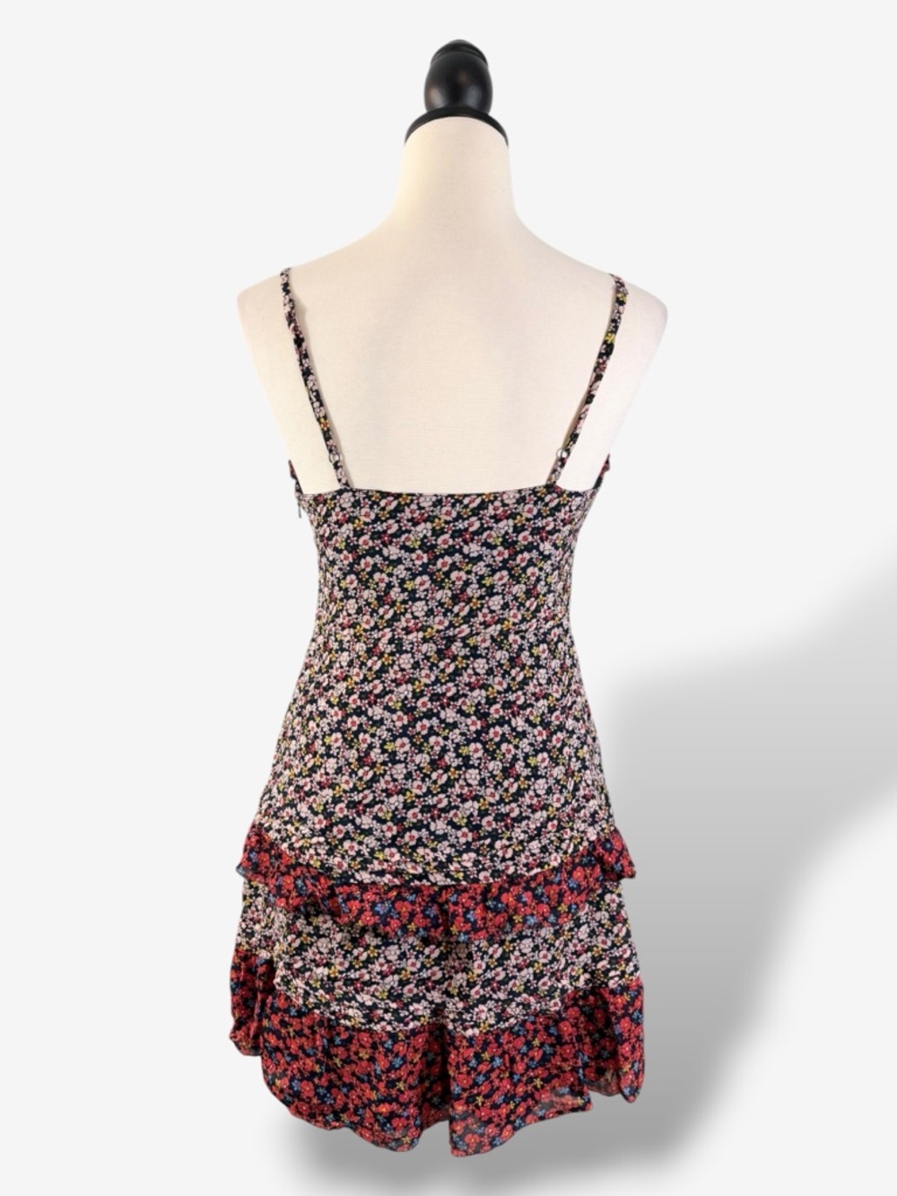 Jack Wills Floral Mini Dress Size 4 Black Red Ruffle Festival Boho Western - Picture 10 of 13
